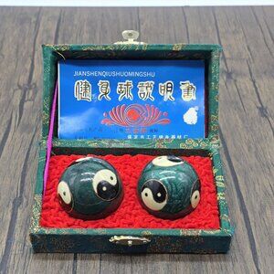 Chinese Baoding Health Balls Yin Yang Chimes Cloisonné Boxed Set De Stress Gift